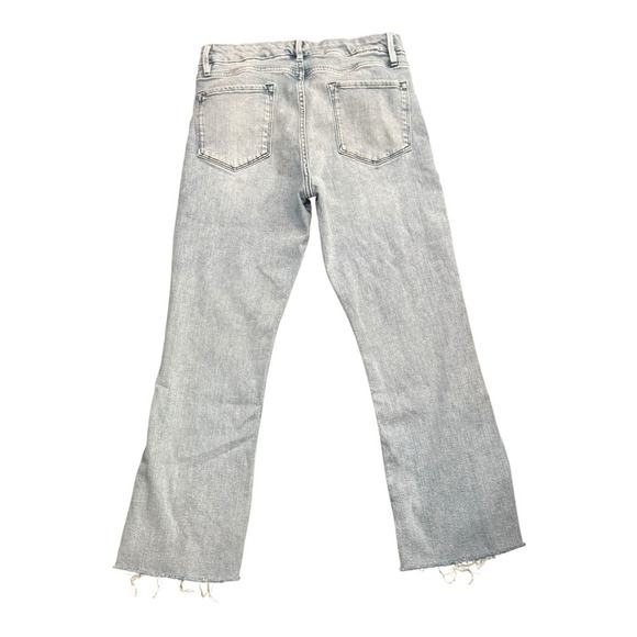 FRAME Denim Light Wash Distressed Hem Crop Jeans - Picture 5 of 12
